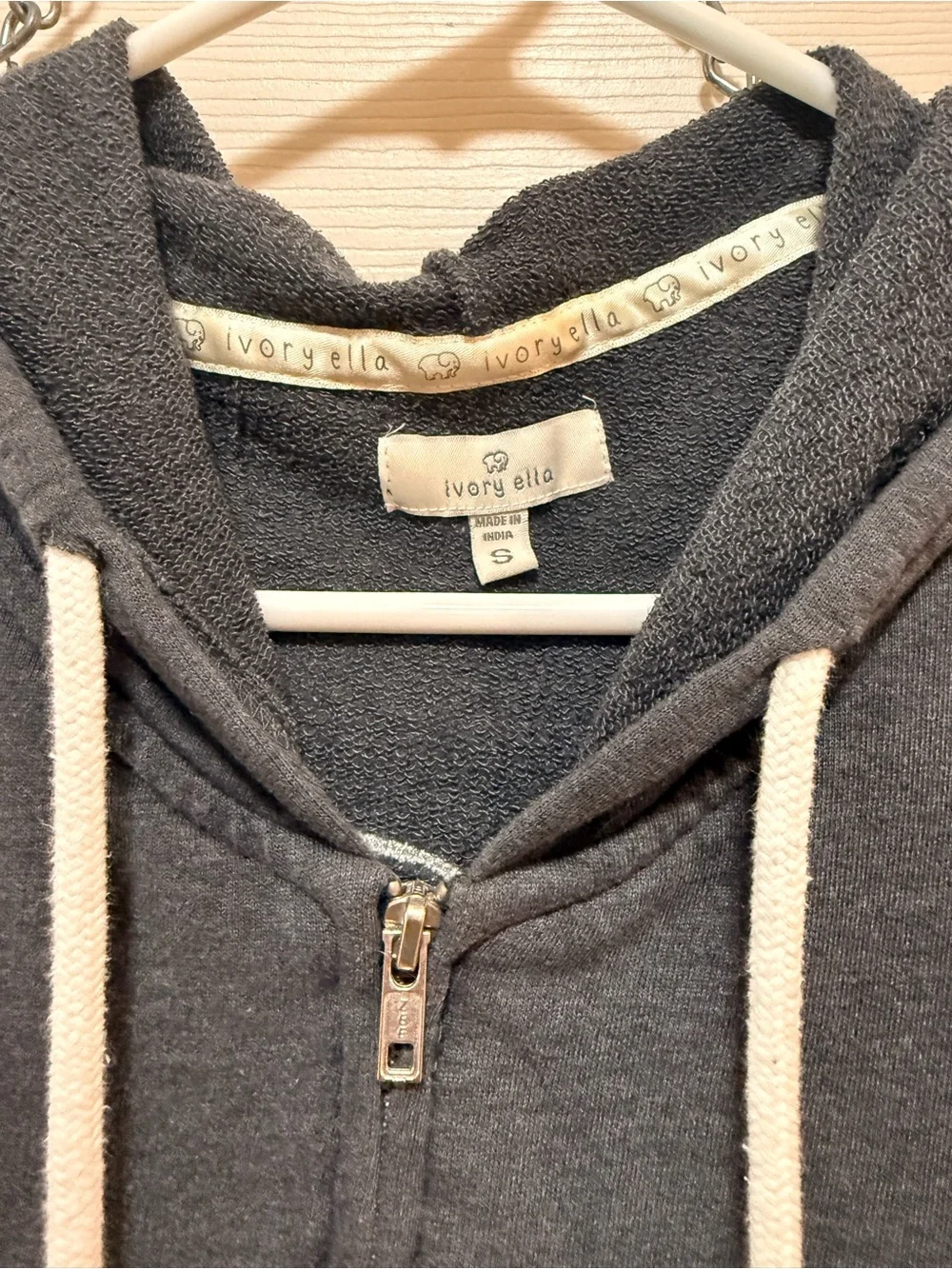Ivory Ella Gray Elephant Full Zip Hoodie